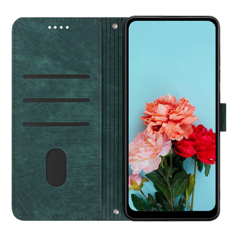For Motorola Edge 50 Ultra 5G / Moto X50 Ultra 5G Phone Case Lines Imprint PU Leather Wallet Stand Cover - Green