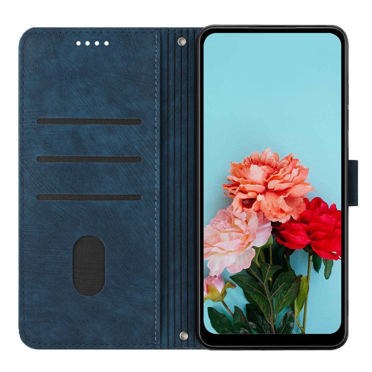For Motorola Edge 50 Ultra 5G / Moto X50 Ultra 5G Phone Case Lines Imprint PU Leather Wallet Stand Cover - Sapphire