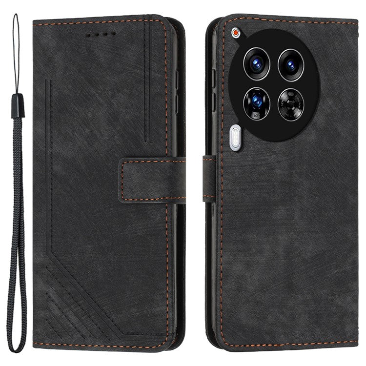 For TECNO Camon 30 4G / 5G Wallet Case Anti-Drop Imprinted PU Leather Flip Phone Cover - Black