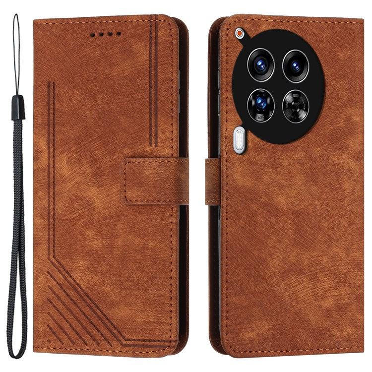 For TECNO Camon 30 4G / 5G Wallet Case Anti-Drop Imprinted PU Leather Flip Phone Cover - Brown