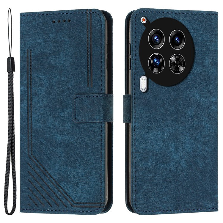 For TECNO Camon 30 4G / 5G Wallet Case Anti-Drop Imprinted PU Leather Flip Phone Cover - Sapphire