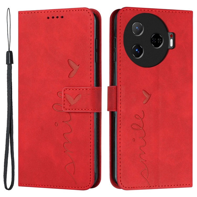 For TECNO Camon 30 Pro 5G Case Wallet Love Heart Leather Phone Cover - Red
