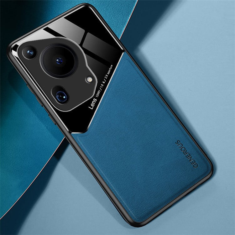 For Huawei Pura 70 Ultra Case PU+TPU+PC Anti-drop Phone Cover Support Magnetic Car Mount - Blue