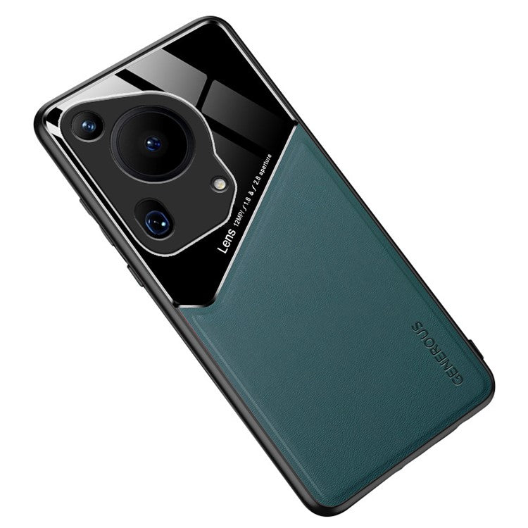 For Huawei Pura 70 Ultra Case PU+TPU+PC Anti-drop Phone Cover Support Magnetic Car Mount - Green