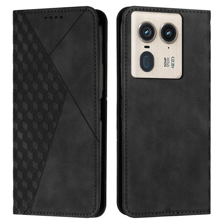 For Motorola Edge 50 Ultra 5G / Moto X50 Ultra 5G Imprinted PU Leather Phone Cover Wholesale Phone Case Stand Shell - Black