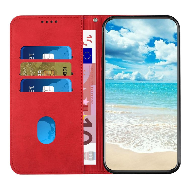For Realme C65 4G Phone Case PU Leather Magnetic Closing Phone Stand Cover - Red