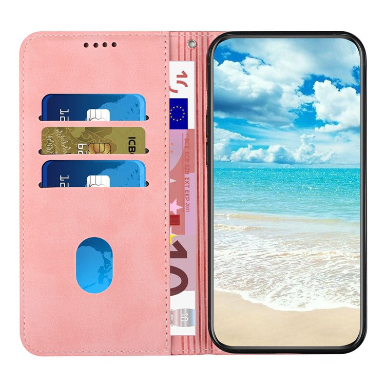 For Realme C65 4G Phone Case PU Leather Magnetic Closing Phone Stand Cover - Rose Gold