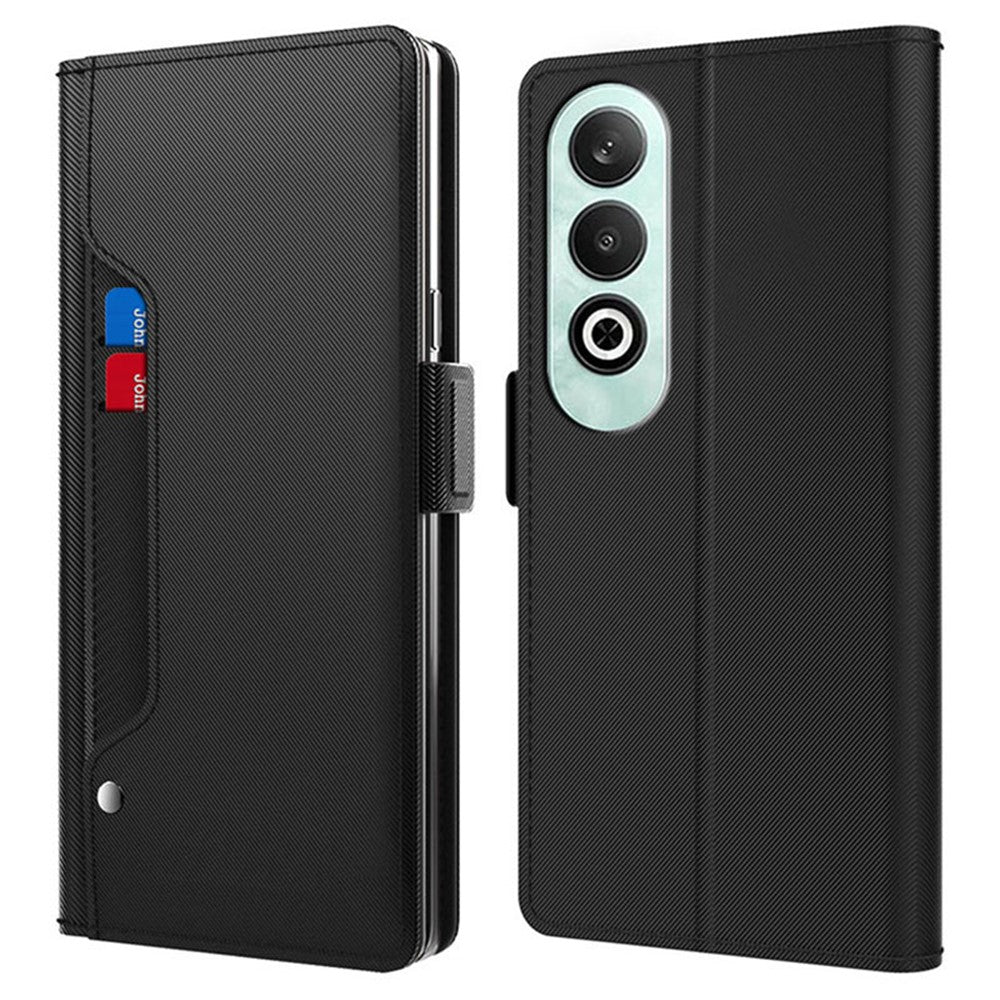 For Oppo K12 Case with Card Holder PU Leather Flip Phone Cover - Black