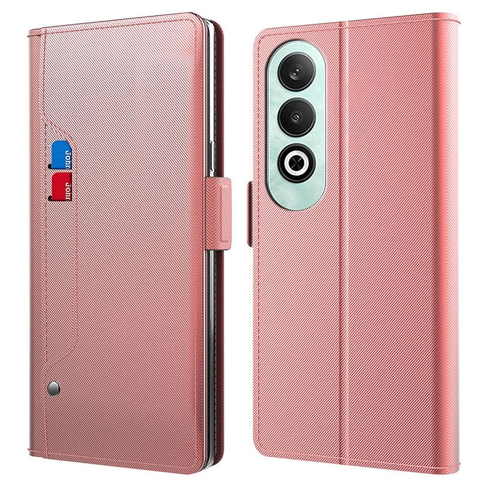 For Oppo K12 Case with Card Holder PU Leather Flip Phone Cover - Rose Gold