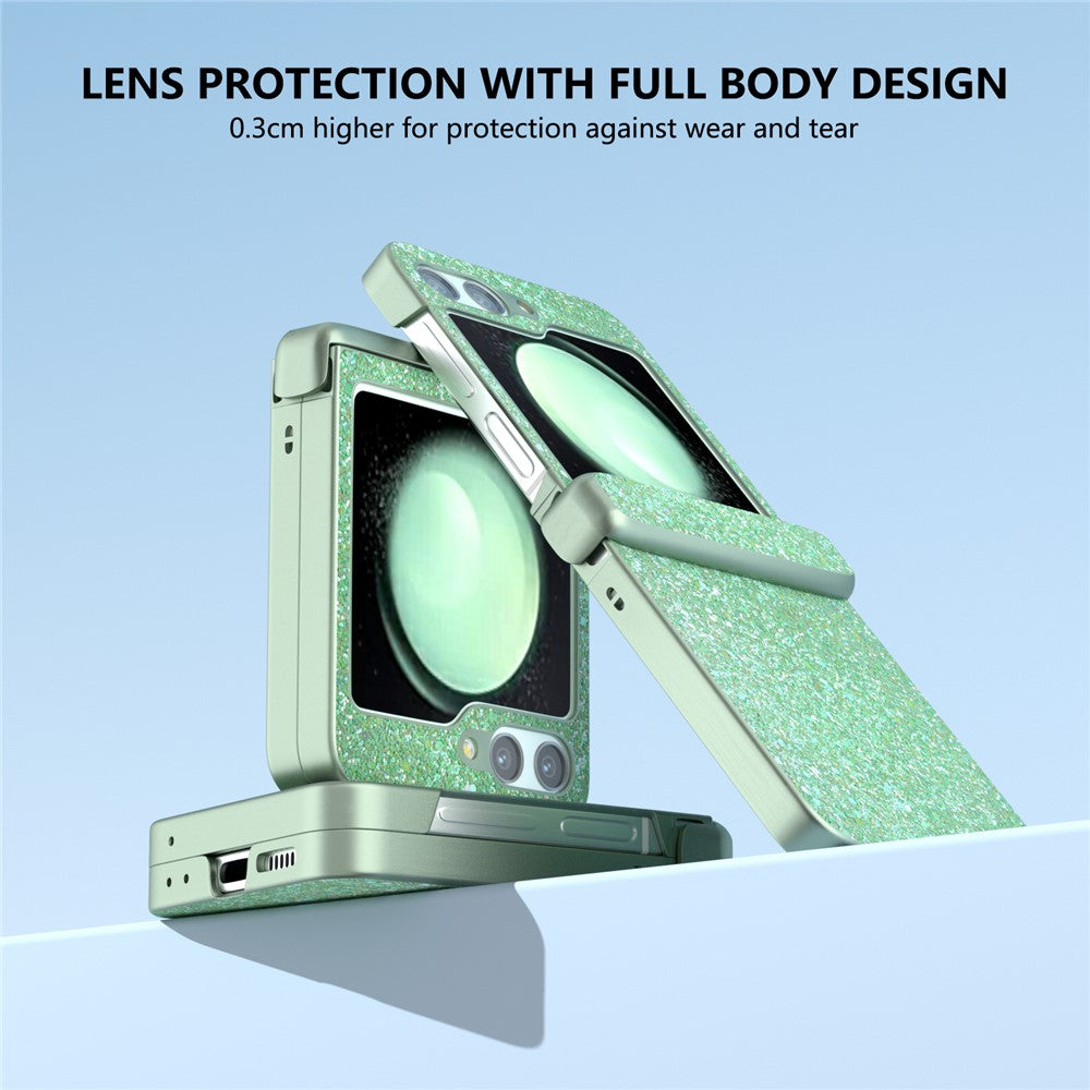 For Samsung Galaxy Z Flip7 FE 5G / Z Flip6 5G Phone Case Wholesale PC+PU Leather Phone Shell - Green