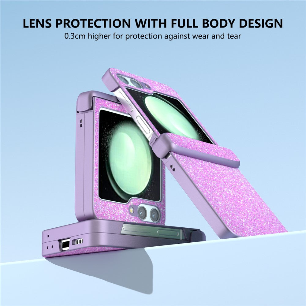 For Samsung Galaxy Z Flip7 FE 5G / Z Flip6 5G Phone Case Wholesale PC+PU Leather Phone Shell - Pinkish Purple