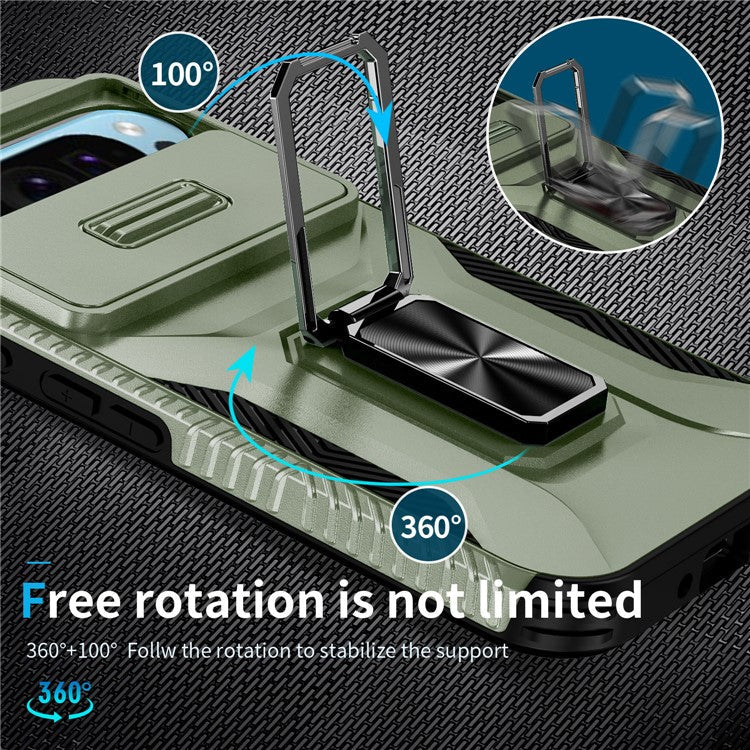 For Google Pixel 9 / Pixel 9 Pro Kickstand Case TPU+PC Phone Cover Support Magnetic Car Mount - Green