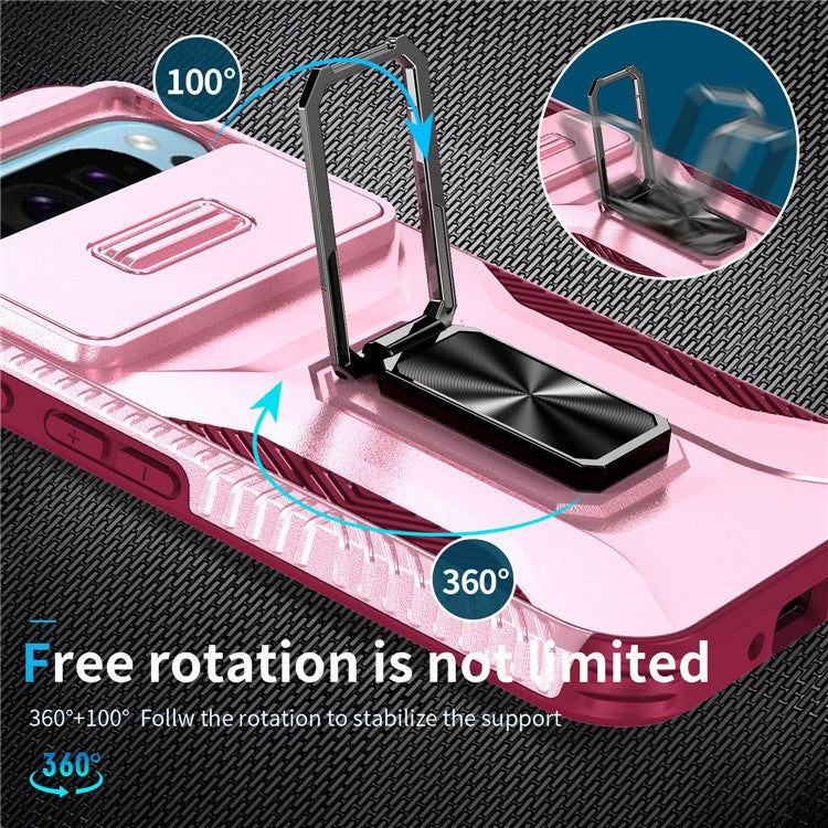 For Google Pixel 9 / Pixel 9 Pro Kickstand Case TPU+PC Phone Cover Support Magnetic Car Mount - Pink+Wine Red