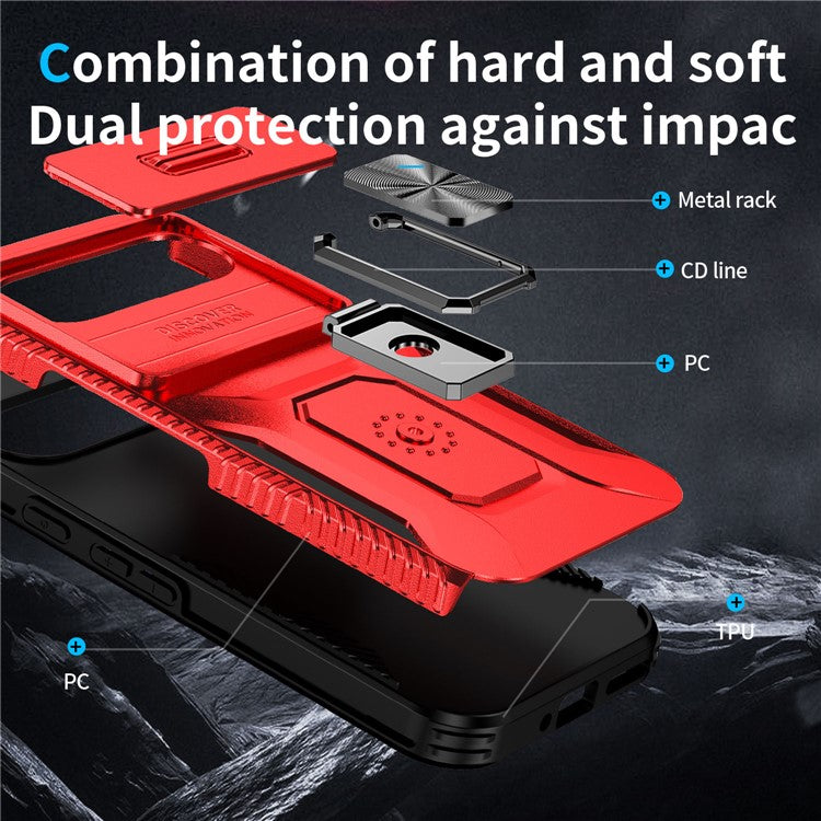 For Google Pixel 9 / Pixel 9 Pro Kickstand Case TPU+PC Phone Cover Support Magnetic Car Mount - Red