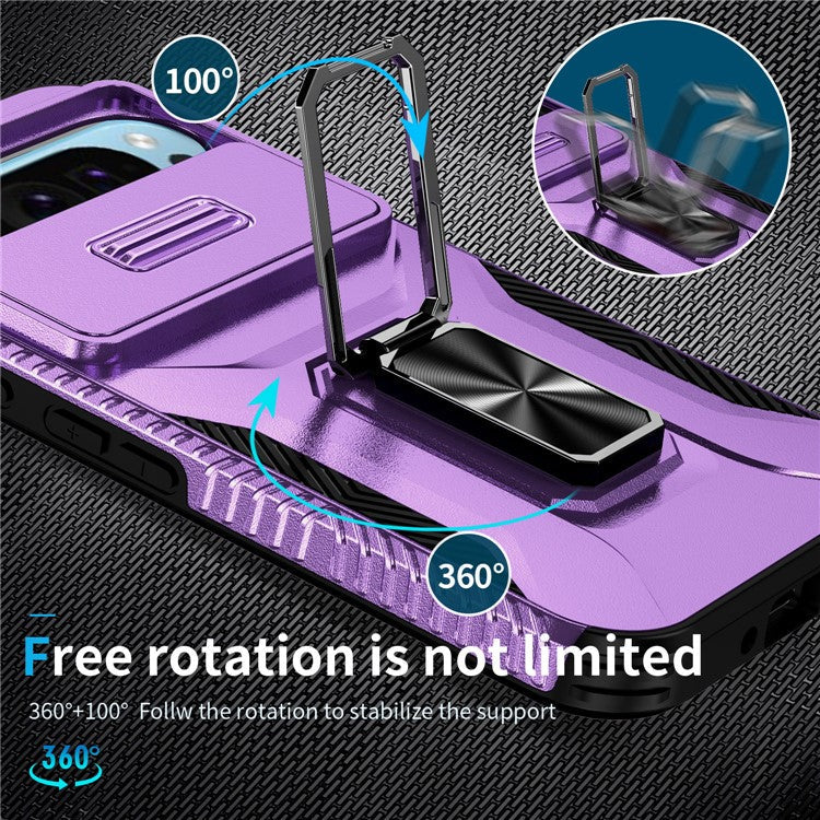 For Google Pixel 9 / Pixel 9 Pro Kickstand Case TPU+PC Phone Cover Support Magnetic Car Mount - Purple