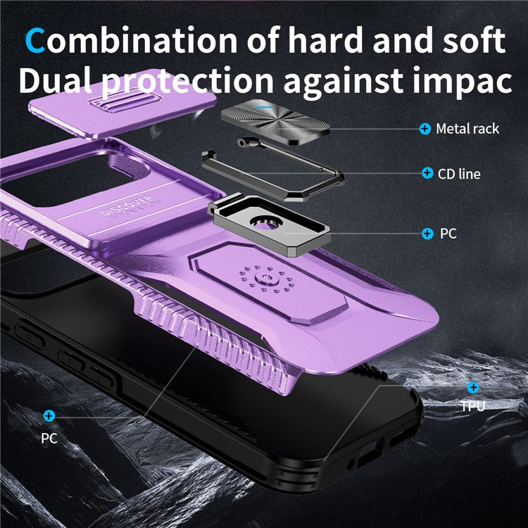 For Google Pixel 9 / Pixel 9 Pro Kickstand Case TPU+PC Phone Cover Support Magnetic Car Mount - Purple