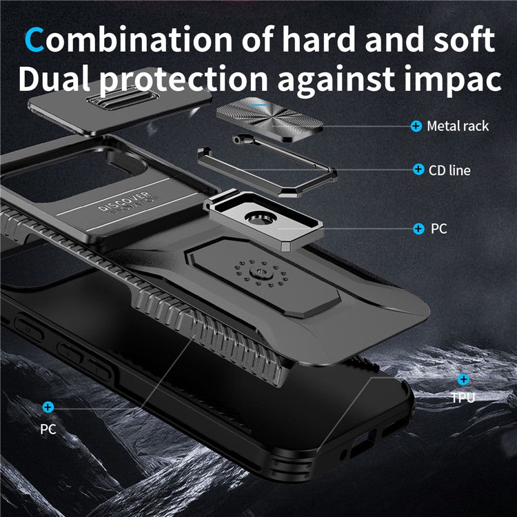 For Google Pixel 9 Pro XL Case TPU+PC Ring Kickstand Phone Cover with Lens Guard - Black