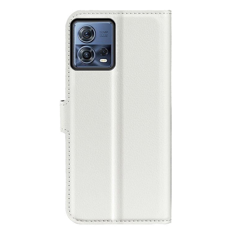 For Motorola Moto S30 Pro 5G / Edge 30 Fusion 5G Litchi Texture Full Protection PU Leather Folio Flip Cover Wallet Stand Phone Cover - White