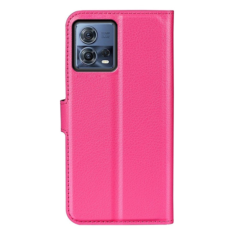 For Motorola Moto S30 Pro 5G / Edge 30 Fusion 5G Litchi Texture Full Protection PU Leather Folio Flip Cover Wallet Stand Phone Cover - Rose