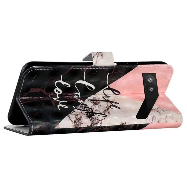 For Google Pixel 8a Mobile Phone Case 3D Pattern Printing Leather Cover - Tri-Color Marble