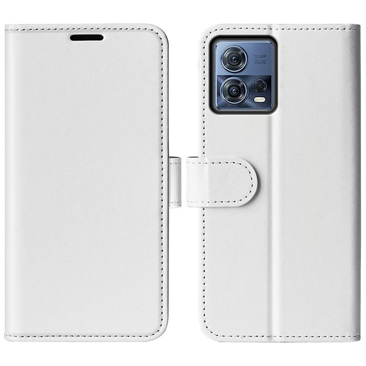 For Motorola Moto S30 Pro 5G / Edge 30 Fusion 5G Crazy Horse Texture Folio Flip PU Leather Cover Stand Wallet Anti-scratch Phone Case - White