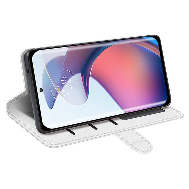 For Motorola Moto S30 Pro 5G / Edge 30 Fusion 5G Crazy Horse Texture Folio Flip PU Leather Cover Stand Wallet Anti-scratch Phone Case - White