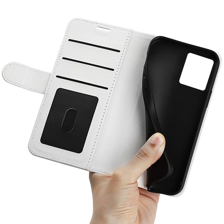 For Motorola Moto S30 Pro 5G / Edge 30 Fusion 5G Crazy Horse Texture Folio Flip PU Leather Cover Stand Wallet Anti-scratch Phone Case - White