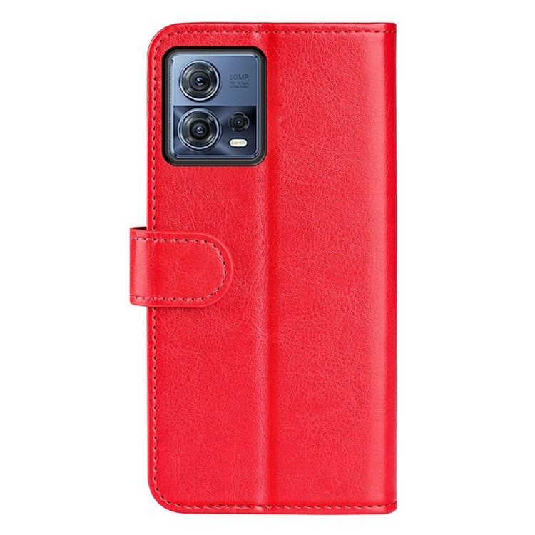 For Motorola Moto S30 Pro 5G / Edge 30 Fusion 5G Crazy Horse Texture Folio Flip PU Leather Cover Stand Wallet Anti-scratch Phone Case - Red