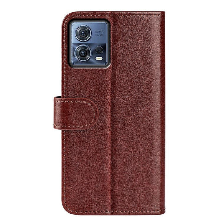For Motorola Moto S30 Pro 5G / Edge 30 Fusion 5G Crazy Horse Texture Folio Flip PU Leather Cover Stand Wallet Anti-scratch Phone Case - Brown