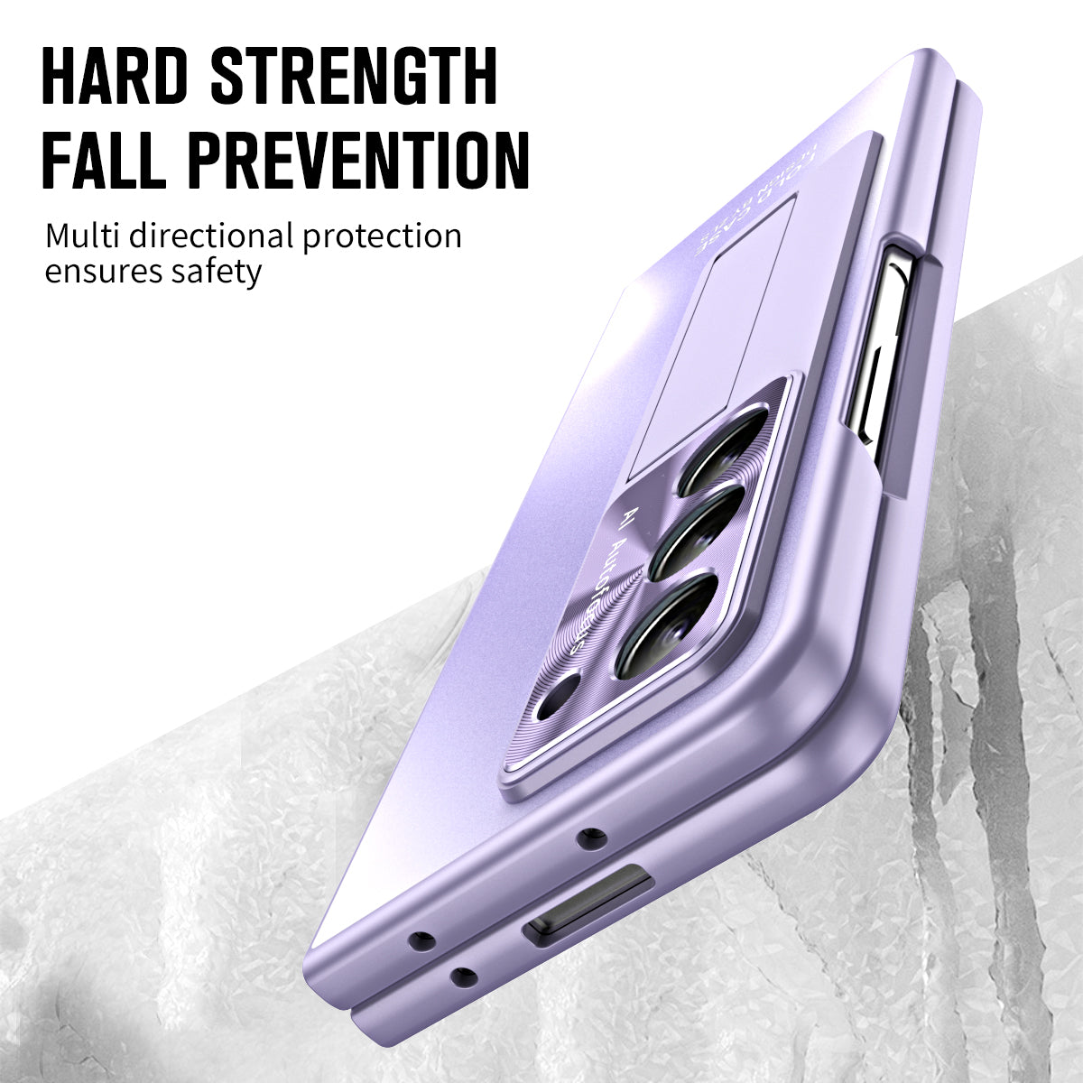 For Samsung Galaxy Z Fold6 5G Case Matte Kickstand PC Phone Cover with Tempered Glass Screen Protector - Purple