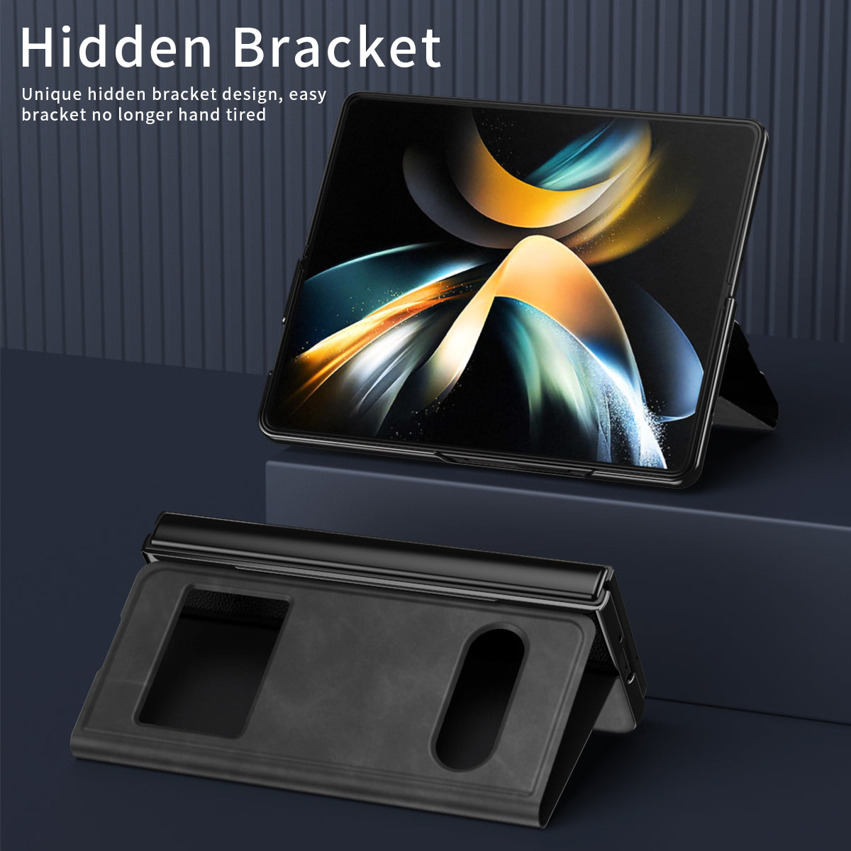 For Samsung Galaxy Z Fold6 5G Case Skin-Touch PU Leather View Window Phone Cover - Black