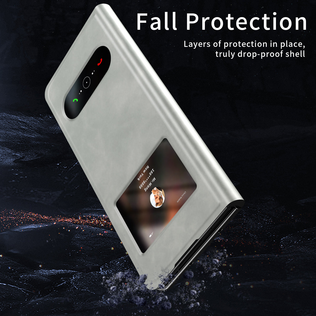 For Samsung Galaxy Z Fold6 5G Case Skin-touch PU Leather View Window Phone Cover - White