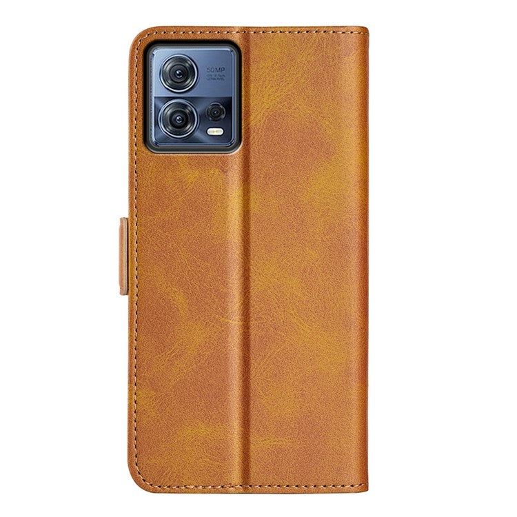 For Motorola Moto S30 Pro 5G / Edge 30 Fusion 5G Full Protection Phone Case Textured PU Leather Dual Magnetic Clasp Folio Flip Stand Wallet Cover - Yellow