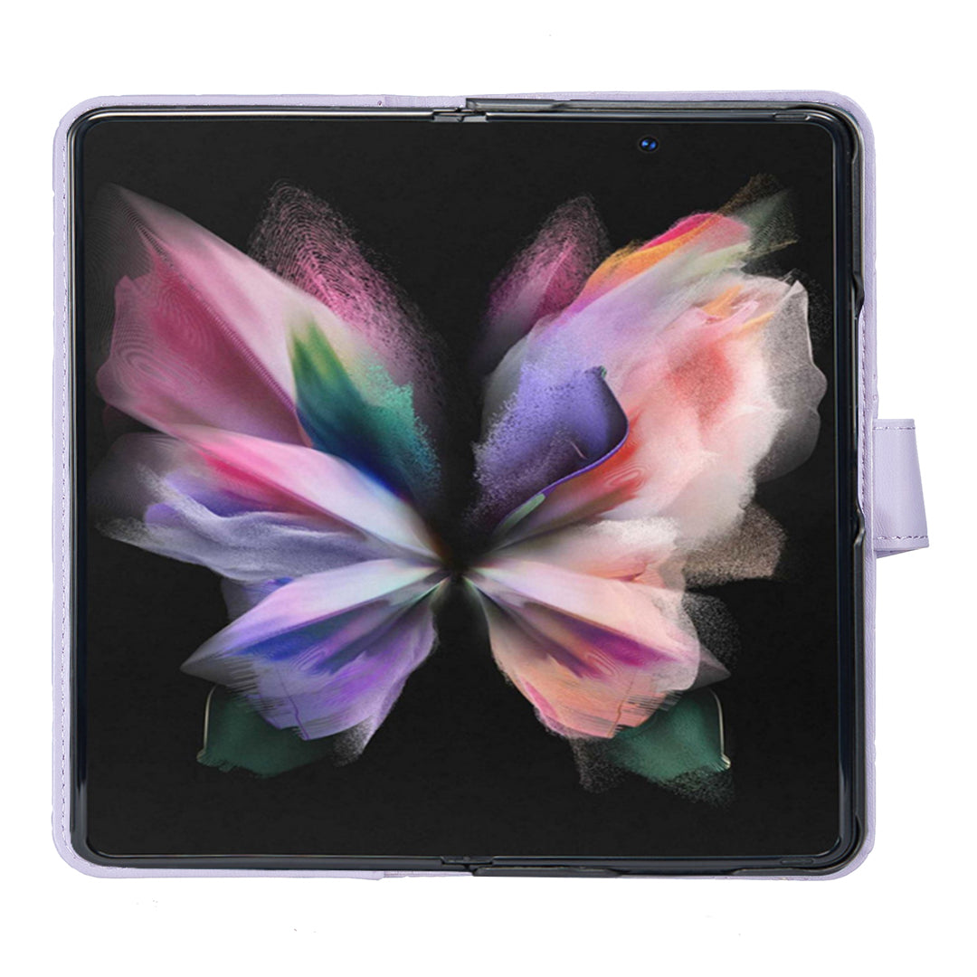 BINFEN COLOR For Samsung Galaxy Z Fold6 5G Case Rhombus Wallet PU Leather Phone Cover - Purple