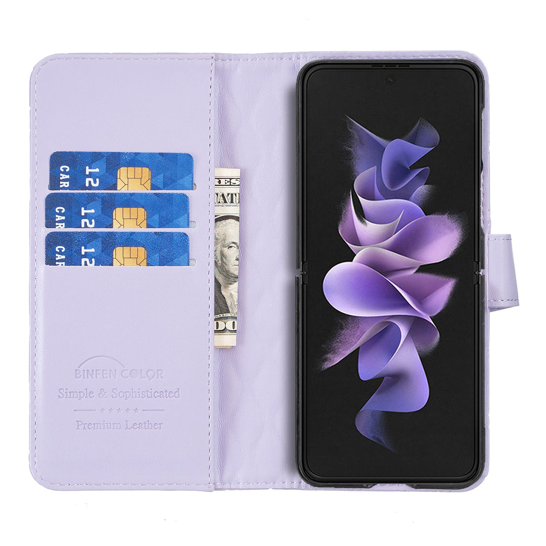 BINFEN COLOR For Samsung Galaxy Z Fold6 5G Case Rhombus Wallet PU Leather Phone Cover - Purple