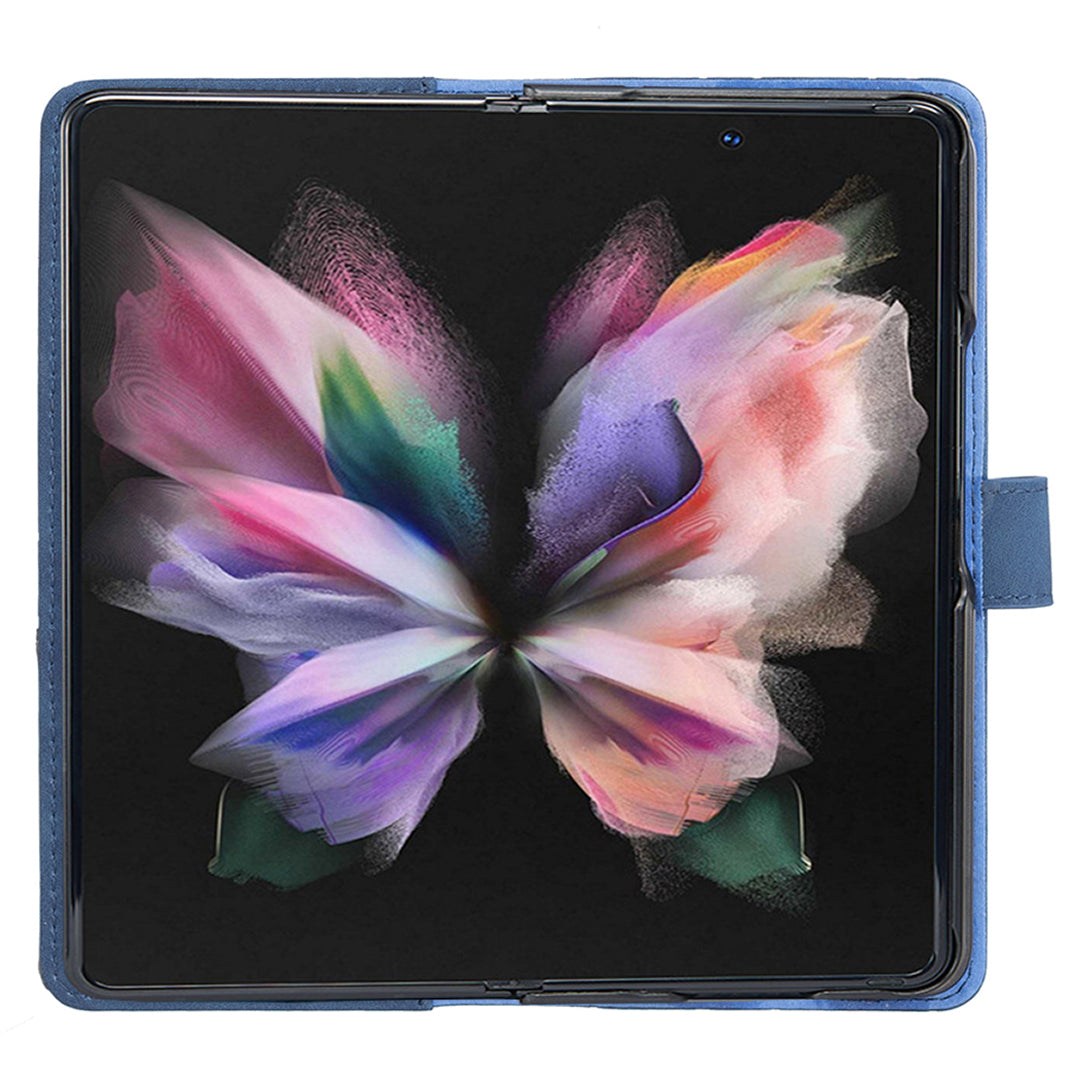 BINFEN COLOR BF05 For Samsung Galaxy Z Fold6 5G Case PU Leather Geometric Phone Cover - Blue