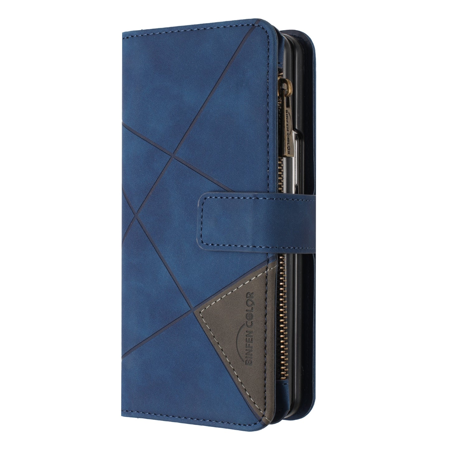 BINFEN COLOR For Samsung Galaxy Z Fold6 5G Case Zipper Pocket Wallet Leather Phone Cover - Blue