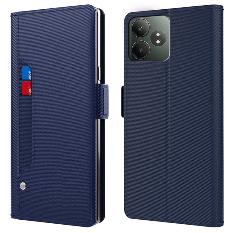 For Realme GT Neo6 SE 5G / Neo6 5G Case Card Holder Mirror Leather Phone Cover - Blue