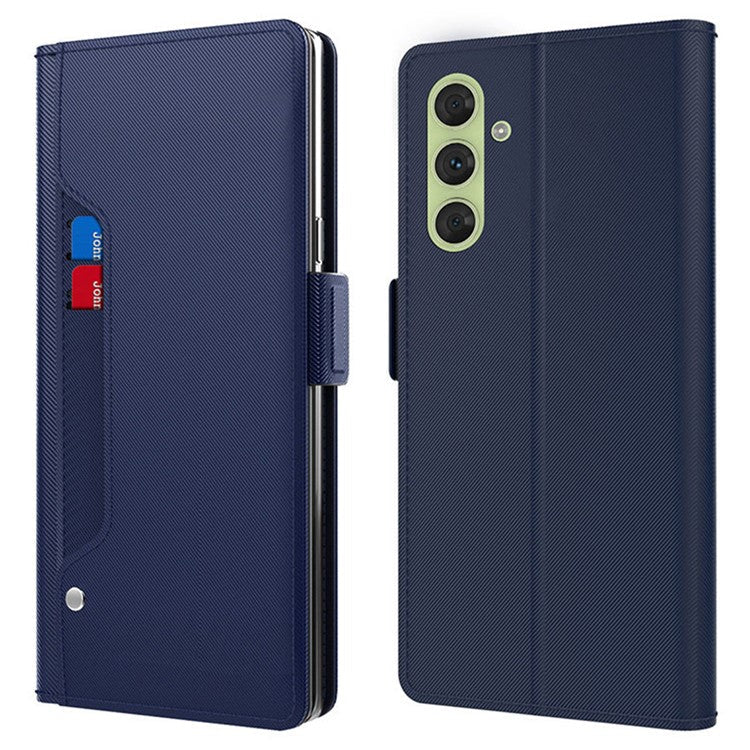 For Samsung Galaxy M55 5G / F55 5G / C55 5G Mirror Case PU Leather Flip Phone Cover with Card Slot - Blue