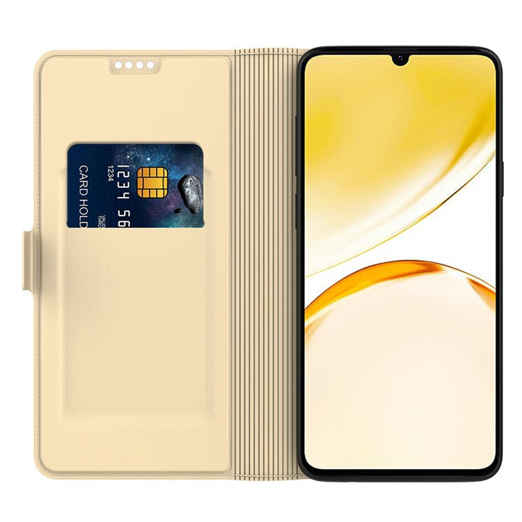 For Realme GT Neo6 SE 5G / GT Neo6 5G Protective Case Card Slots PU Leather Flip Phone Cover - Gold