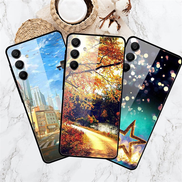 For Samsung Galaxy A15 4G / 5G Case Pattern Design Anti-Scratch Tempered Glass Phone Cover - Blue Fish