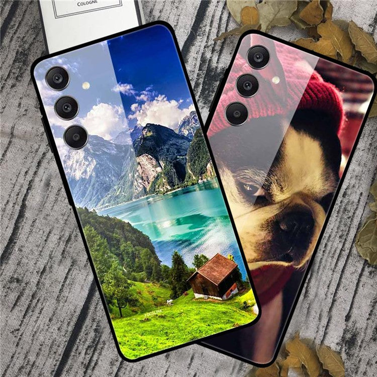 For Samsung Galaxy A25 5G (Global) (161.0 x 76.5 x 8.3mm) Case Pattern Tempered Glass Phone Cover - Green Mountain Cabin