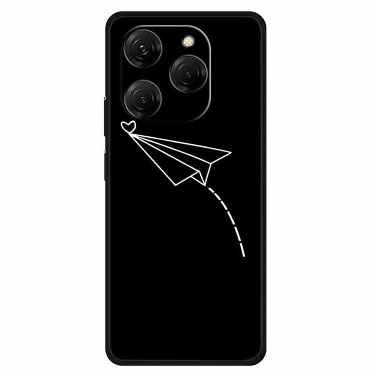 For TECNO Spark 20 Pro Case Soft TPU Mobile Phone Cover Pattern Printed - Plane and Heart