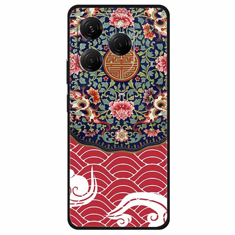 For TECNO Spark 20 Pro Case TPU Phone Cover Art Aesthetic Pattern - Floral Azure Dragon