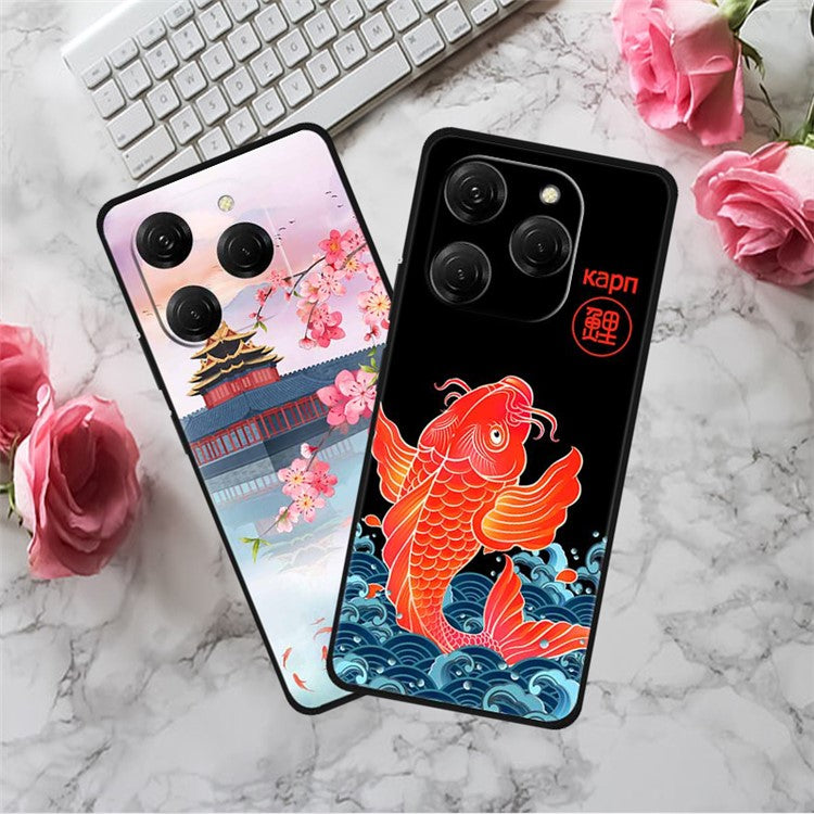 For TECNO Spark 20 Pro Case TPU Phone Cover Art Aesthetic Pattern - Floral Azure Dragon
