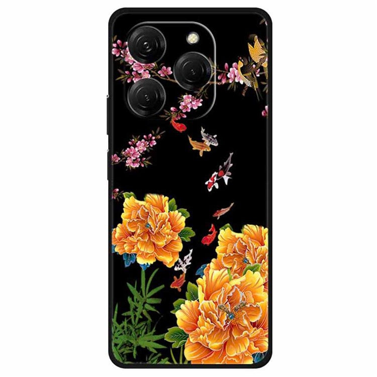 For TECNO Spark 20 Pro Case TPU Phone Cover Art Aesthetic Pattern - Birds and Flower