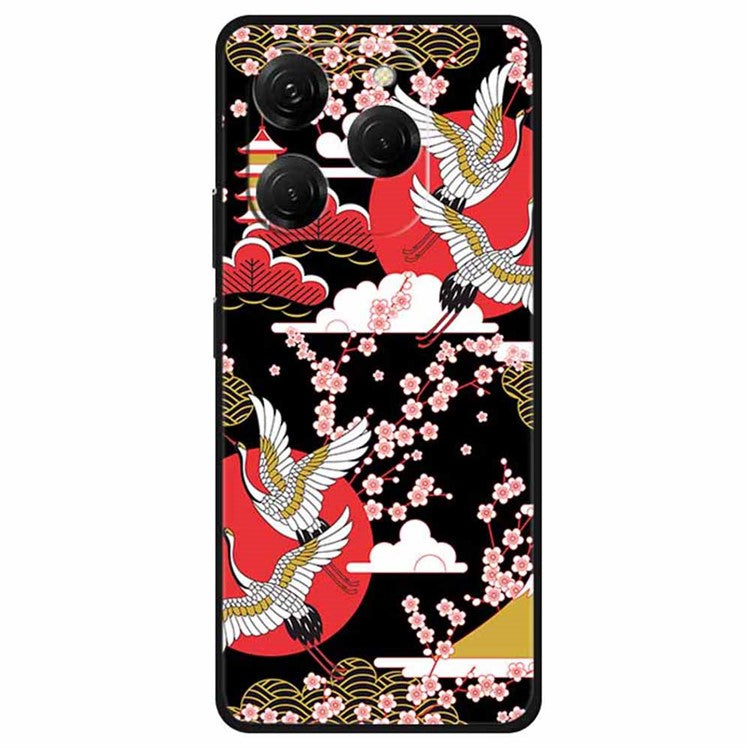 For TECNO Spark 20 Pro Case TPU Phone Cover Art Aesthetic Pattern - Four Cranes in Flight