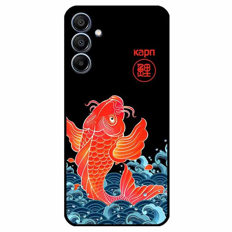 For Samsung Galaxy F15 5G / M15 5G Case Ethnic Pattern Printing TPU Soft Phone Cover - Golden Carp