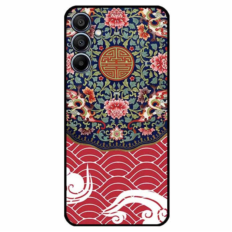 For Samsung Galaxy F15 5G / M15 5G Case Ethnic Pattern Printing TPU Soft Phone Cover - Floral Cluster / Dragon