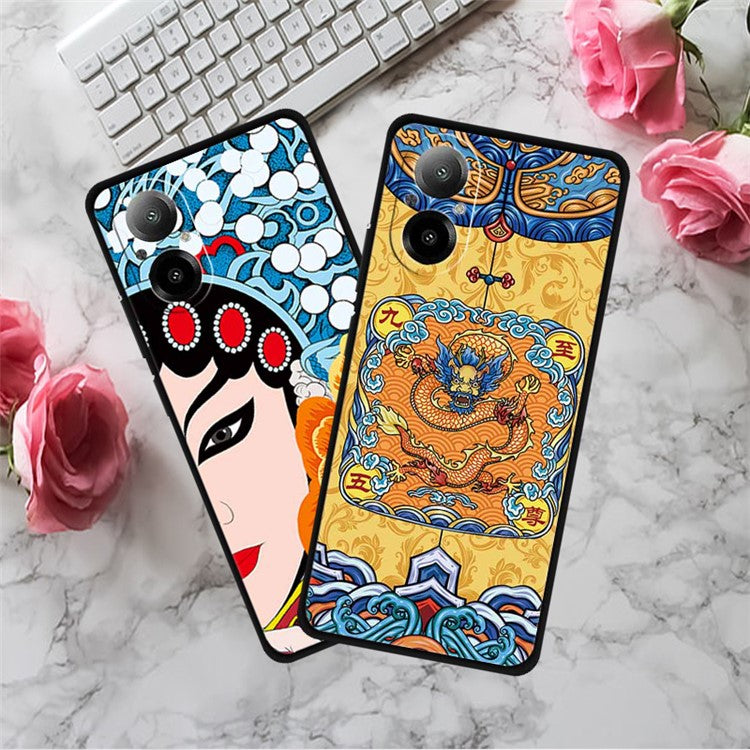 For Realme C67 4G Case Soft TPU Phone Cover Ethnic Pattern Printing - Phoenix Flower